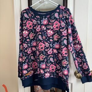 Simply Southern Floral Sweater - Pink and Navy
